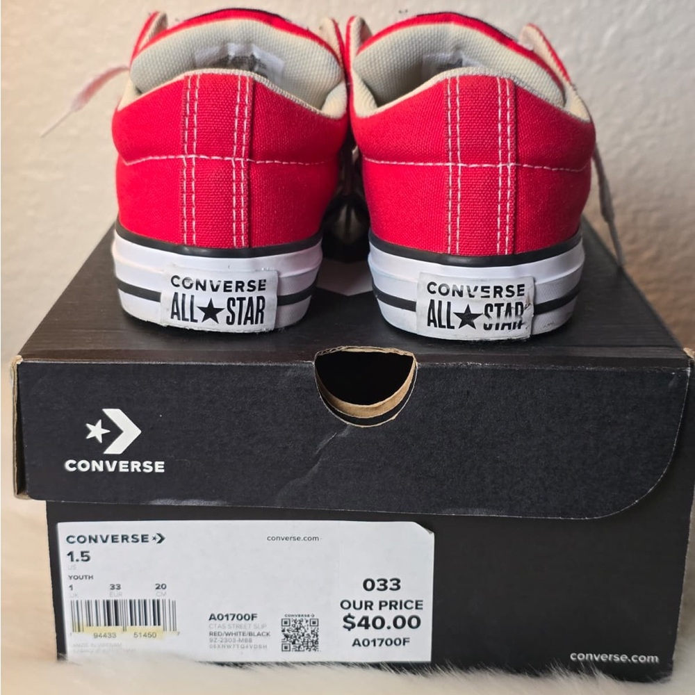 Converse All Star Street Slip On Unisex Kids Classic Red Sneakers - Picture 5 of 16